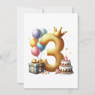 Goldener 3. Geburtstag Einladung