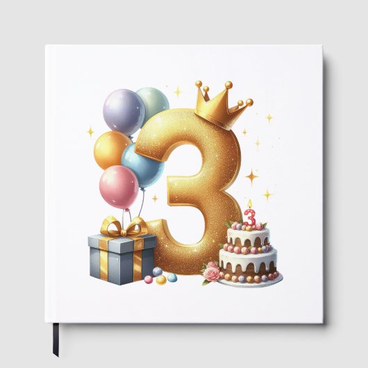 Goldener 3. Geburtstag Gästebuch (Vorderseite)