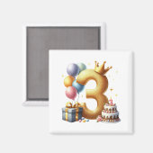 Goldener 3. Geburtstag Magnet (Vorderseite/Rückseite)