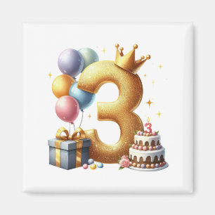 Goldener 3. Geburtstag Magnet