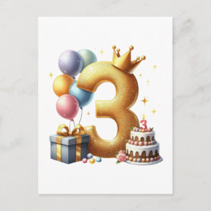 Goldener 3. Geburtstag Postkarte