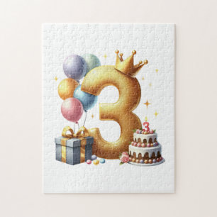 Goldener 3. Geburtstag Puzzle