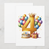Goldener 4. Geburtstag Ankündigung (Vorne/Hinten)