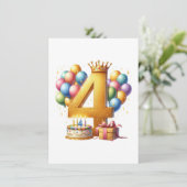 Goldener 4. Geburtstag Einladung (Stehend Vorderseite)