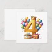 Goldener 4. Geburtstag Einladung (Vorne/Hinten)