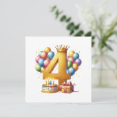 Goldener 4. Geburtstag Einladung (Stehend Vorderseite)