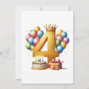 Goldener 4. Geburtstag Feiertagskarte