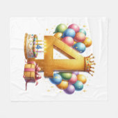 Goldener 4. Geburtstag Fleecedecke (Vorderseite (Horizontal))