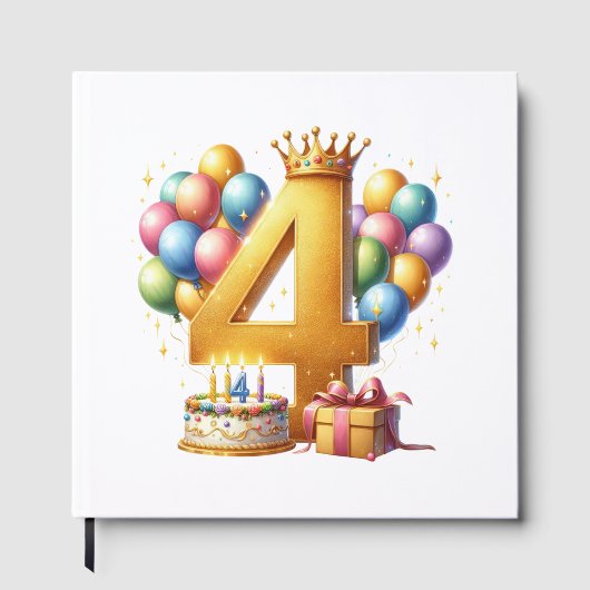 Goldener 4. Geburtstag Gästebuch (Vorderseite)