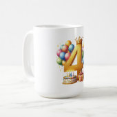 Goldener 4. Geburtstag Kaffeetasse (Vorderseite Links)