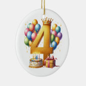 Goldener 4. Geburtstag Keramik Ornament (Rechts)