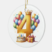 Goldener 4. Geburtstag Keramik Ornament (Links)