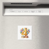 Goldener 4. Geburtstag Magnet (In Situ (Geschirrspüler))