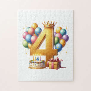 Goldener 4. Geburtstag Puzzle