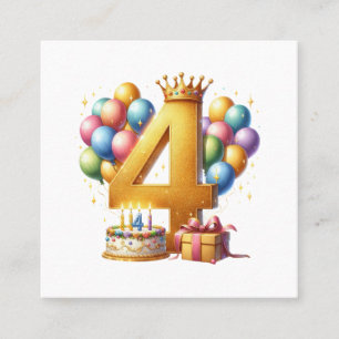 Goldener 4. Geburtstag Quadratische Visitenkarte