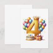 Goldener 4. Geburtstag RSVP Karte (Vorne/Hinten)