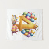 Goldener 4. Geburtstag Wandteppich (Vorderseite (Horizontal))