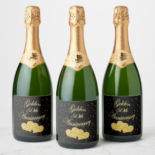 Goldener 50. Jahrestags-personalisierte Schaumweinetikett