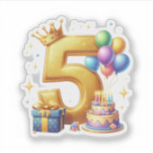 Goldener 5. Geburtstag Aufkleber (Vorderseite)