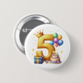 Goldener 5. Geburtstag Button (Vorne & Hinten)