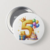 Goldener 5. Geburtstag Button (Vorne & Hinten)