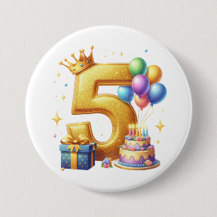 Goldener 5. Geburtstag Button