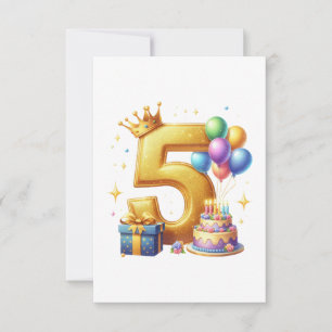 Goldener 5. Geburtstag Dankeskarte