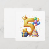Goldener 5. Geburtstag Einladung (Vorne/Hinten)
