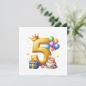 Goldener 5. Geburtstag Einladung (Stehend Vorderseite)
