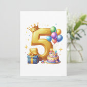 Goldener 5. Geburtstag Einladung (Stehend Vorderseite)