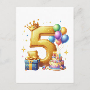 Goldener 5. Geburtstag Einladungspostkarte