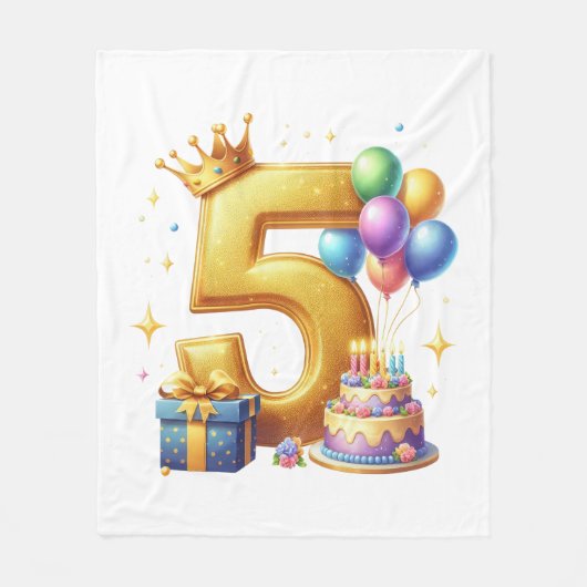 Goldener 5. Geburtstag Fleecedecke (Vorderseite)