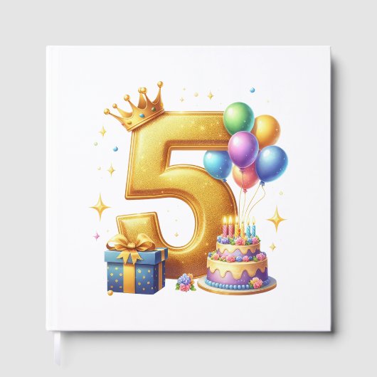 Goldener 5. Geburtstag Gästebuch (Vorderseite)