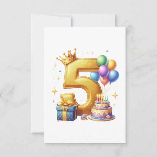 Goldener 5. Geburtstag RSVP Karte (Vorderseite)