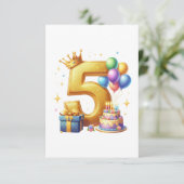 Goldener 5. Geburtstag RSVP Karte (Stehend Vorderseite)