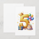 Goldener 5. Geburtstag RSVP Karte (Vorne/Hinten)