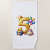 Goldener 5. Geburtstag Strandtuch (Vorderseite)