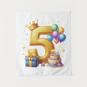 Goldener 5. Geburtstag Wandteppich