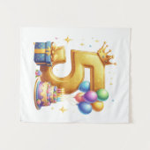 Goldener 5. Geburtstag Wandteppich (Vorderseite (Horizontal))