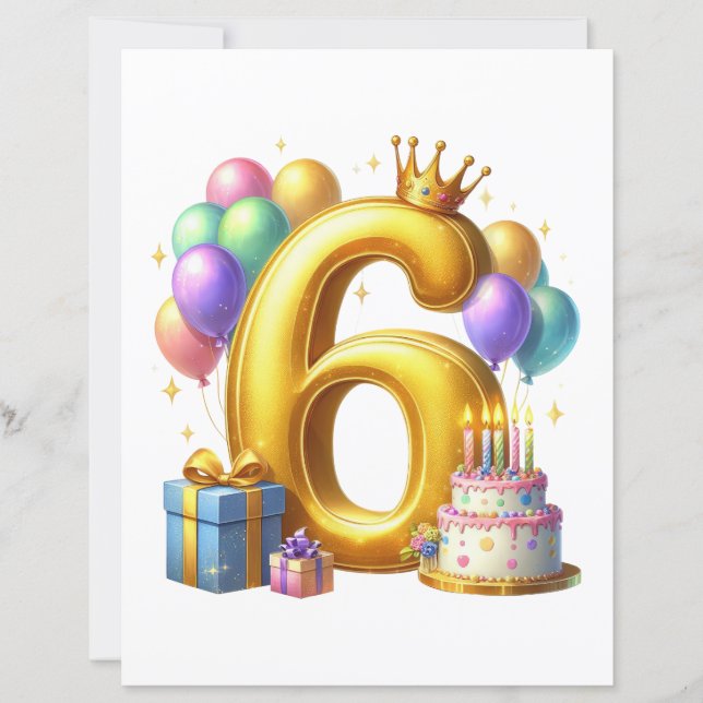 Goldener 6. Geburtstag (Vorderseite)