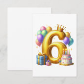 Goldener 6. Geburtstag Begleitkarte (Vorne/Hinten)