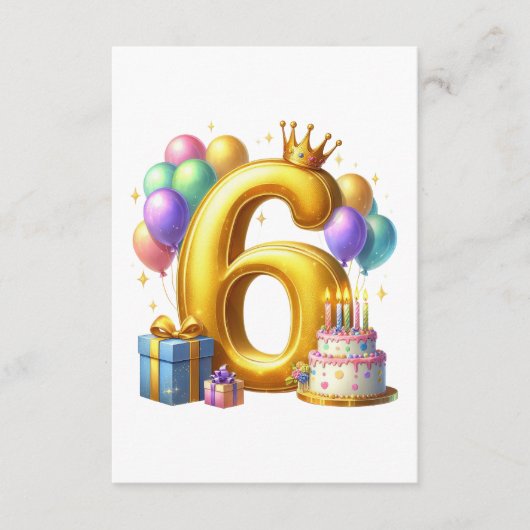 Goldener 6. Geburtstag Begleitkarte (Vorderseite)