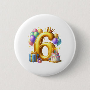 Goldener 6. Geburtstag Button