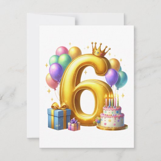 Goldener 6. Geburtstag Dankeskarte (Vorderseite)