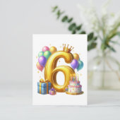 Goldener 6. Geburtstag Dankeskarte (Stehend Vorderseite)