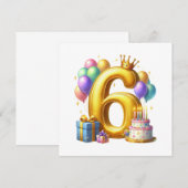 Goldener 6. Geburtstag Einladung (Vorne/Hinten)