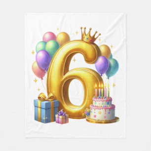 Goldener 6. Geburtstag Fleecedecke