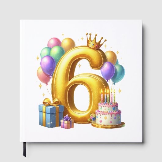 Goldener 6. Geburtstag Gästebuch (Vorderseite)