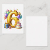 Goldener 6. Geburtstag Mitteilungskarte (Vorne/Hinten)