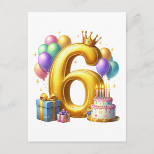 Goldener 6. Geburtstag Postkarte